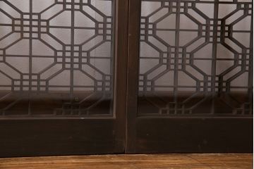 和製アンティーク　組子が印象的な和の雰囲気漂う書院引き戸(窓、建具)4枚セット