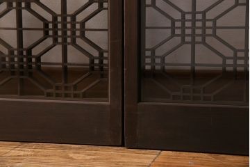 和製アンティーク　組子が印象的な和の雰囲気漂う書院引き戸(窓、建具)4枚セット