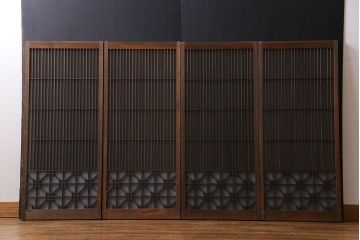 和製アンティーク　木味が魅力的な書院引き戸(窓、建具)4枚セット