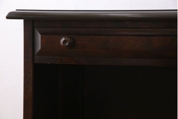 中古　北海道民芸家具　421 樺材　重厚なデスク(片袖机、在宅ワーク、在宅用学習机)(1)