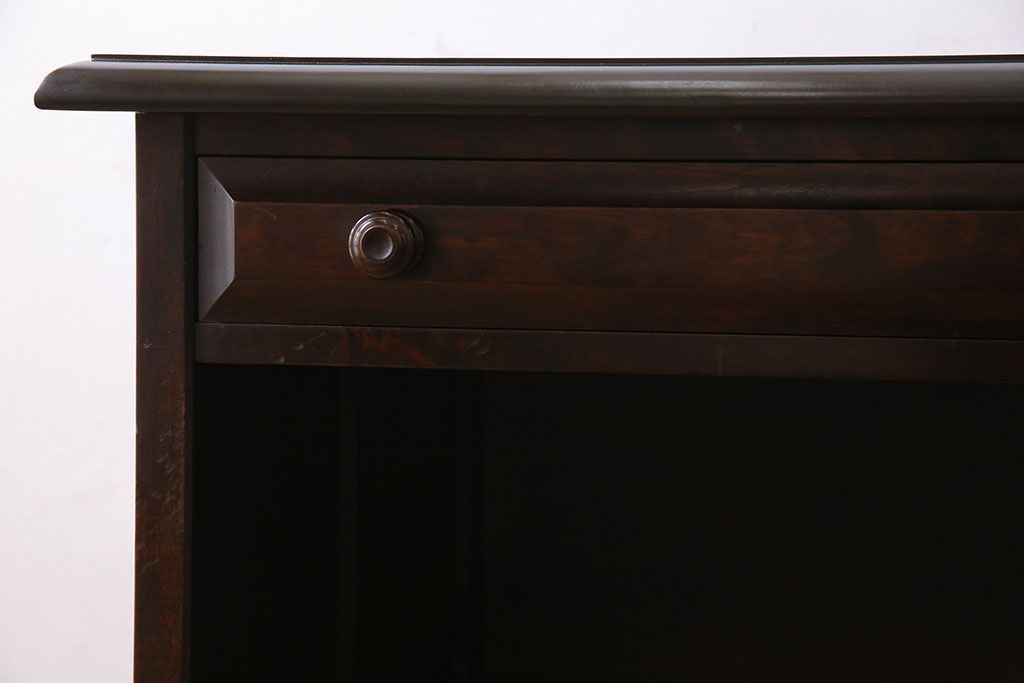 中古　北海道民芸家具　421 樺材　重厚なデスク(片袖机、在宅ワーク、在宅用学習机)(1)