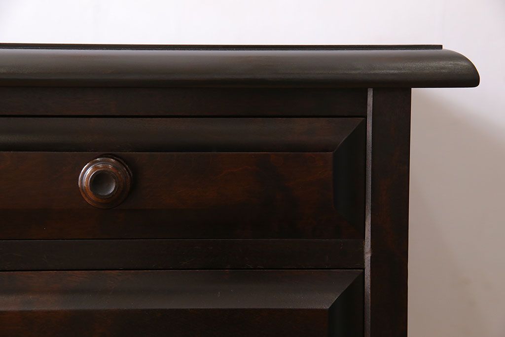 中古　北海道民芸家具　421 樺材　重厚なデスク(片袖机、在宅ワーク、在宅用学習机)(1)