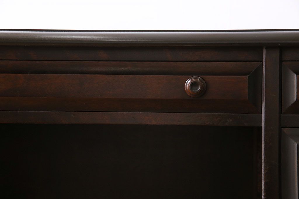 中古　北海道民芸家具　421 樺材　重厚なデスク(片袖机、在宅ワーク、在宅用学習机)(1)