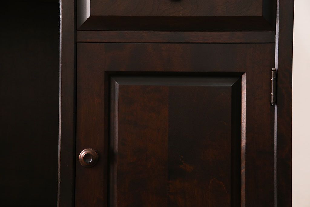 中古　北海道民芸家具　421 樺材　重厚なデスク(片袖机、在宅ワーク、在宅用学習机)(1)