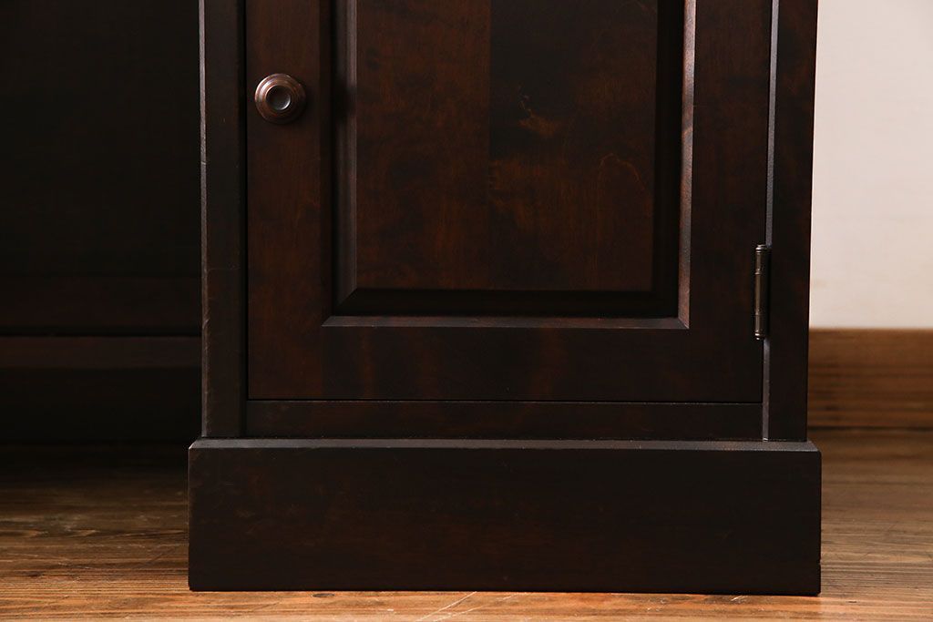 中古　北海道民芸家具　421 樺材　重厚なデスク(片袖机、在宅ワーク、在宅用学習机)(1)