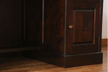 中古　北海道民芸家具　421 樺材　重厚なデスク(片袖机、在宅ワーク、在宅用学習机)(1)