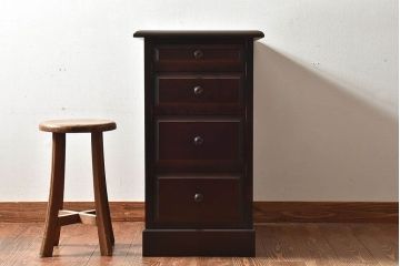 中古　北海道民芸家具　深みのある色合いでシックな雰囲気漂う脇机(サイドデスク)