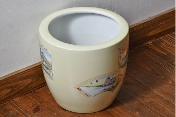 アンティーク雑貨　オールドノリタケ(日陶)　「東海道五十三次」　アンティーク火鉢(鉢カバー、傘立て)