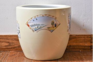 アンティーク雑貨　オールドノリタケ(日陶)　「東海道五十三次」　アンティーク火鉢(鉢カバー、傘立て)
