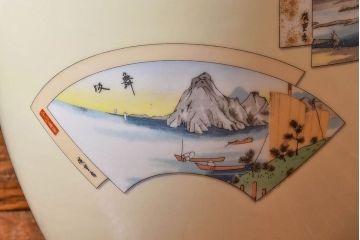 アンティーク雑貨　オールドノリタケ(日陶)　「東海道五十三次」　アンティーク火鉢(鉢カバー、傘立て)