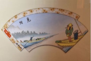 アンティーク雑貨　オールドノリタケ(日陶)　「東海道五十三次」　アンティーク火鉢(鉢カバー、傘立て)