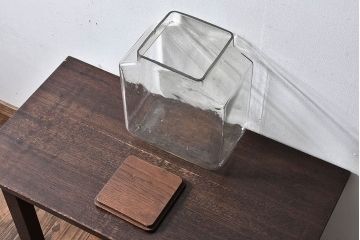アンティーク雑貨　和製アンティーク　オリエンタルカレー　木製の蓋が魅力的なガラスビン(ガラス瓶、角瓶)