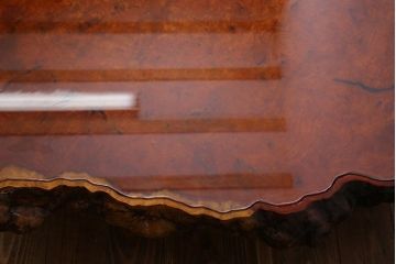 中古　特大　カリン材(花梨材)　鳥眼杢　独特な杢目が存在感を放つ座卓(定価約180万円)