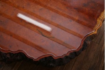 中古　特大　カリン材(花梨材)　鳥眼杢　独特な杢目が存在感を放つ座卓(定価約180万円)