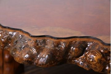 中古　特大　カリン材(花梨材)　鳥眼杢　独特な杢目が存在感を放つ座卓(定価約180万円)