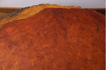 中古　特大　カリン材(花梨材)　鳥眼杢　独特な杢目が存在感を放つ座卓(定価約180万円)