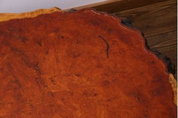 中古　特大　カリン材(花梨材)　鳥眼杢　独特な杢目が存在感を放つ座卓(定価約180万円)