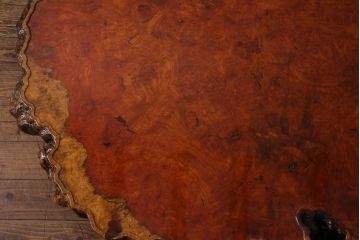 中古　特大　カリン材(花梨材)　鳥眼杢　独特な杢目が存在感を放つ座卓(定価約180万円)