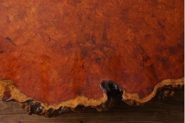 中古　特大　カリン材(花梨材)　鳥眼杢　独特な杢目が存在感を放つ座卓(定価約180万円)