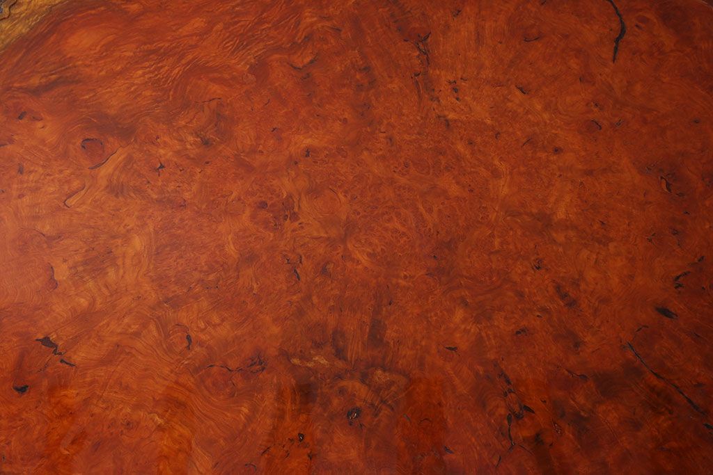中古　特大　カリン材(花梨材)　鳥眼杢　独特な杢目が存在感を放つ座卓(定価約180万円)