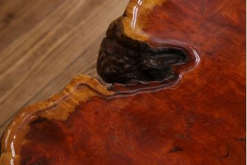 中古　特大　カリン材(花梨材)　鳥眼杢　独特な杢目が存在感を放つ座卓(定価約180万円)