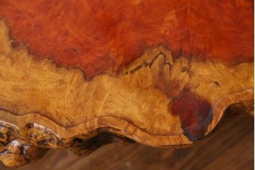 中古　特大　カリン材(花梨材)　鳥眼杢　独特な杢目が存在感を放つ座卓(定価約180万円)