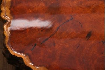中古　特大　カリン材(花梨材)　鳥眼杢　独特な杢目が存在感を放つ座卓(定価約180万円)