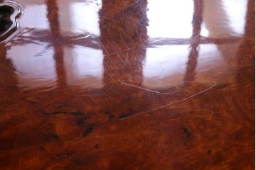 中古　特大　カリン材(花梨材)　鳥眼杢　独特な杢目が存在感を放つ座卓(定価約180万円)