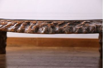 中古　特大　カリン材(花梨材)　鳥眼杢　独特な杢目が存在感を放つ座卓(定価約180万円)