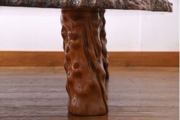 中古　特大　カリン材(花梨材)　鳥眼杢　独特な杢目が存在感を放つ座卓(定価約180万円)