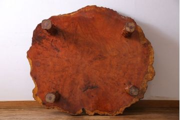 中古　特大　カリン材(花梨材)　鳥眼杢　独特な杢目が存在感を放つ座卓(定価約180万円)