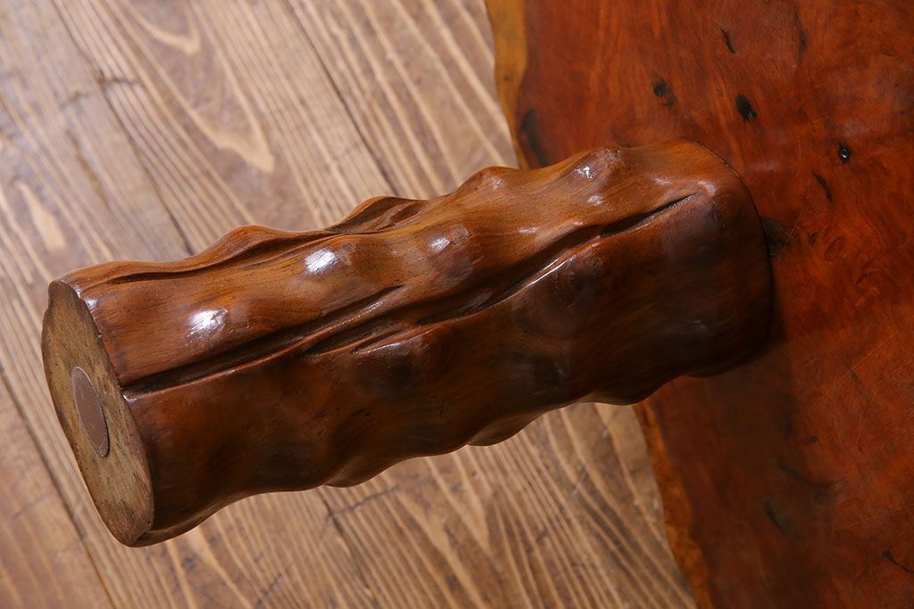 中古　特大　カリン材(花梨材)　鳥眼杢　独特な杢目が存在感を放つ座卓(定価約180万円)