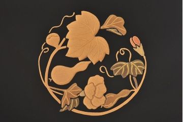 アンティーク雑貨　輪島塗　春帆造　花丸蒔絵　菓子皿(漆器)5枚セット