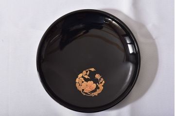 アンティーク雑貨　輪島塗　春帆造　花丸蒔絵　菓子皿(漆器)5枚セット
