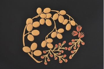 アンティーク雑貨　輪島塗　春帆造　花丸蒔絵　菓子皿(漆器)5枚セット
