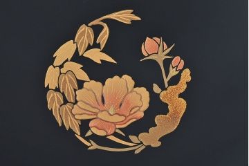 アンティーク雑貨　輪島塗　春帆造　花丸蒔絵　菓子皿(漆器)5枚セット