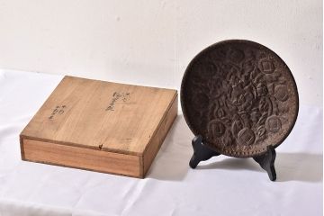 アンティーク雑貨　和製アンティーク　昭和九年　平安金寿堂　花鳥鉄菓子盆・外箱付き
