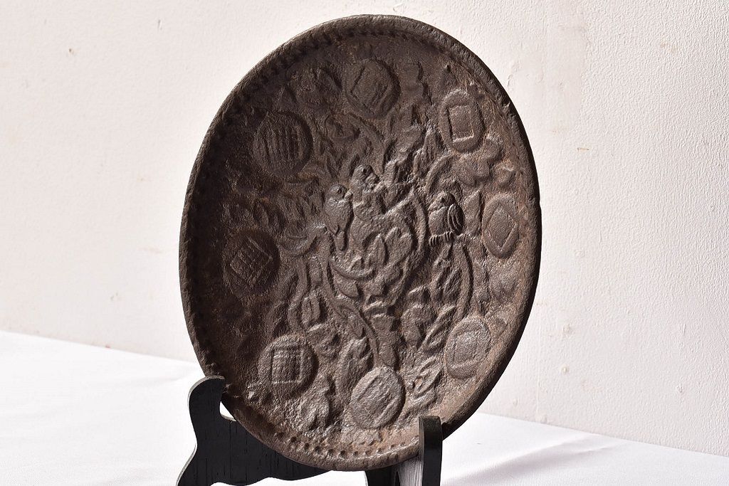 アンティーク雑貨　和製アンティーク　昭和九年　平安金寿堂　花鳥鉄菓子盆・外箱付き