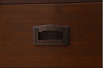 アンティーク家具　和製アンティーク　プレスガラス入り　上品さが漂うシックな本箱(収納棚、戸棚、キャビネット)