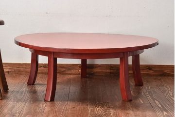アンティーク家具　和製アンティーク　根来塗り!上品な佇まいの丸座卓(ちゃぶ台、ローテーブル)