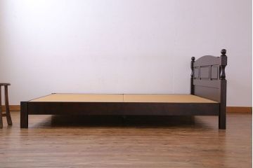 中古　北海道民芸家具　和モダンなベッドフレーム・ダブルベッド(定価24万円)