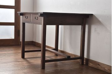 アンティーク家具　和製アンティーク　味わい深い風合いが魅力的なヒノキ材のテーブル(平机、子供机、作業台)