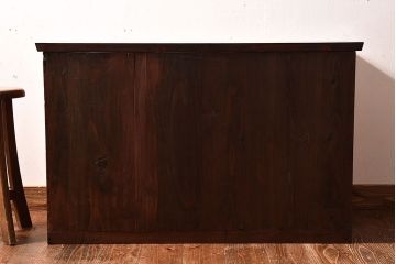 アンティーク家具　和製アンティーク　前面ケヤキ材　ツートンカラーがおしゃれなローチェスト(ローボード、箪笥、引き出し)