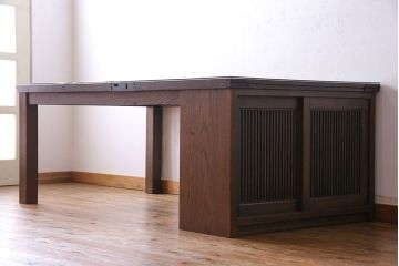 アンティーク家具　和製アンティーク　明治大正期!和モダンな蔵戸テーブル(ダイニングテーブル、リビングテーブル)