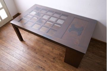 アンティーク家具　和製アンティーク　明治大正期!和モダンな蔵戸テーブル(ダイニングテーブル、リビングテーブル)
