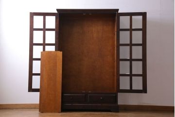 中古　美品　北海道民芸家具　落ち着いた色味のブックケース(本箱、収納棚、戸棚)(定価41万円)(1)