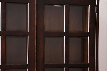 中古　美品　北海道民芸家具　落ち着いた色味のブックケース(本箱、収納棚、戸棚)(定価41万円)(1)