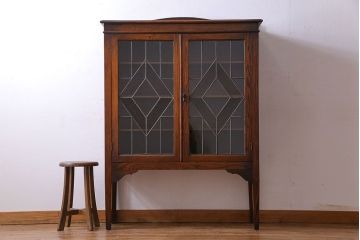 アンティーク家具　アンティーク　オーク材　アールデコのデザインがおしゃれなキャビネット(収納棚、本箱)