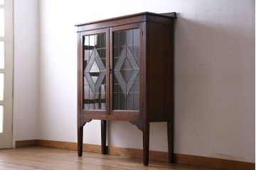 アンティーク家具　アンティーク　オーク材　アールデコのデザインがおしゃれなキャビネット(収納棚、本箱)