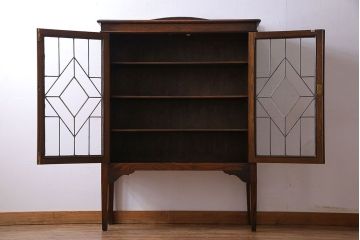 アンティーク家具　アンティーク　オーク材　アールデコのデザインがおしゃれなキャビネット(収納棚、本箱)